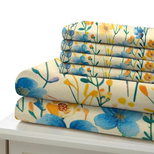 Parure de lit fleurs aquarelle 3D en microfibre supérieure pour lit simple - 6
