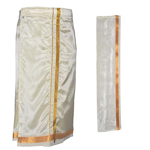 AMIRTHA FASHION Boys KANCHIPURAM PATTU DHOTI (AMFKPD - $P), WHITE...