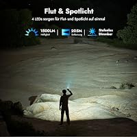 WUBEN X4 Mini LED Taschenlampe mit RGB Licht, Klein Taschenlampe Aufladbar 1500 Lumens, EDC Taktische Taschenlampe IP65 Flashlight Torch für Camping, Mitgebsel, Notfäll – Ansicht 2