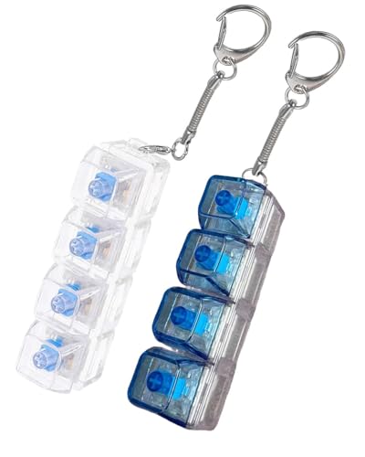Image of 1pc Fidget Toys Adults, Keyboard Fidget Keychain Set, with Transparent and Blue Keycaps, Stress Relief Gadgets for Office School Home Use, Portable Fidget Toy for Focus Enhancement