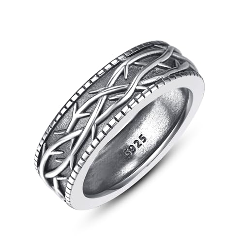 ADMETUS 925 Sterling Silver Crown of Thorns Rings Jesus Thorn Crown Band Rings for Men Thorn Ring Jewelry Gifts for Men Ring Size 5-15