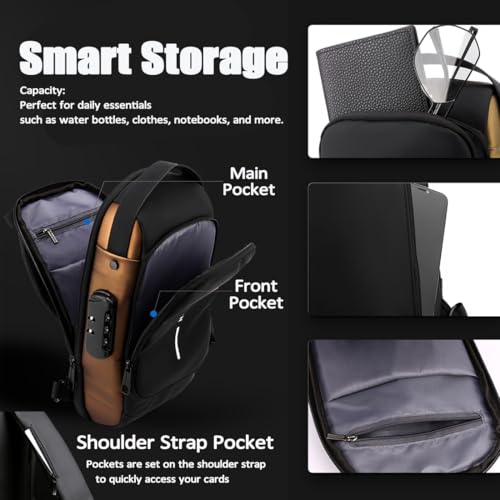 New Carbon Fiber Streamline Anti-Theft Sling Bag, Auricz Sling Bag, Waterproof Chest Bag for Travel Work Daily (Blue Gold)4