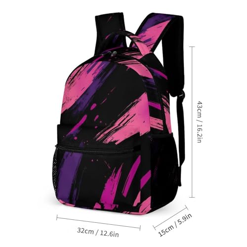Pink-purple Graffiti Backpack Shoulder Bags Lunch Bag Pencil Case Box 3 Set Daypack Cute2