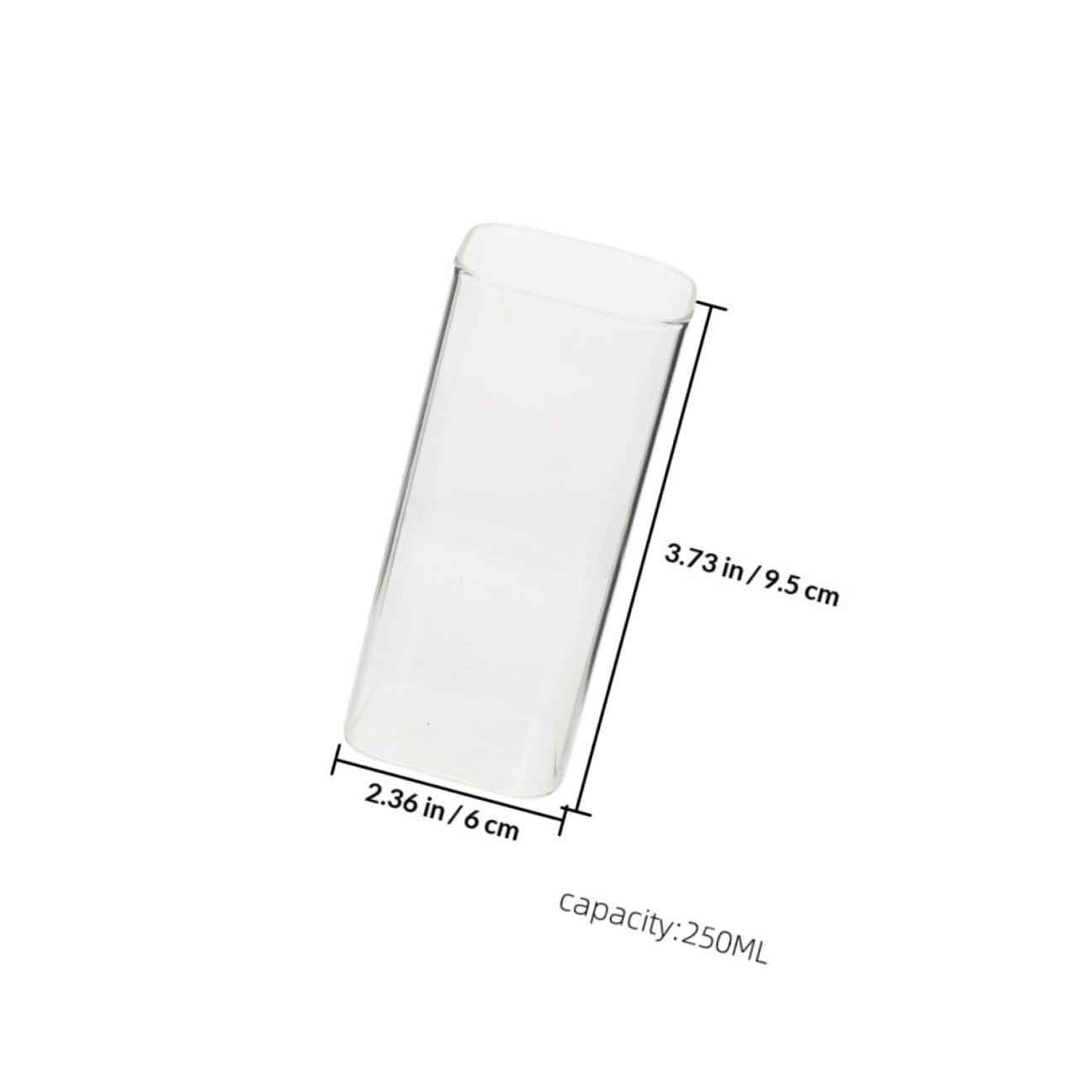 POPETPOP Set 6 Bicchieri Quadrati in Vetro Sicuro da 250ml, Versatili ed Eleganti per Acqua e Caffè, per Bar e Anniversari