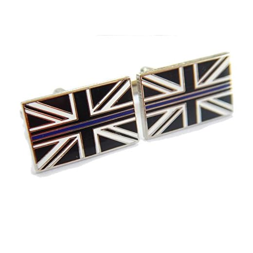 Thin Blue Line Cufflinks Police Force Remembrance Subdued Union Jack