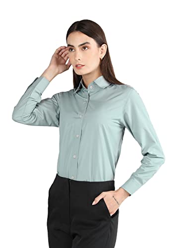 Image of CHKOKKO Women Solid Polycotton Regular Formal Shirt