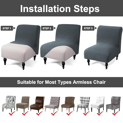Image of Eco-Ancheng Armless Chair Slipcover Removable Armless Accent Chairs Covers Washable Armless Slipper Chair Slipcover Printed Armless Chair Furniture Protector Covers for Living Dining Room Hotel,24
