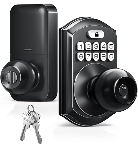 TEEHO Keyless Entry Keypad Door Lock with Handle, Electronic Digital Smart Locks for Front Door,...
