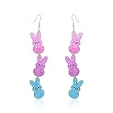 Easter Bunny Rabbbit Bling Shiny Drop Stud Dangle Earrings for Women Jewelry Acrylic Animal Sparkling Earrings for Party Decoration Colorful Lightweight Holiday Happy Easter-Hook