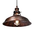 Lingkai Industrial Barn Pendant Light Farmhouse Hanging Lighting Small Chandelier Fixture 10.6in Vintage Ceiling Lamp for Kitchen, Dining Room, Living Room, Hallway