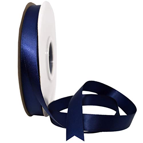 Image of Morex Ribbon 08816 /50-370 Double Face Satin Ribbon, 3 /8 inch x 50 Yd, Navy