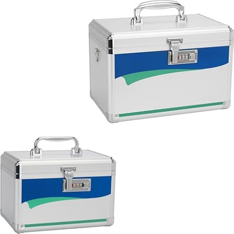 GODLONSEN Medicine Lock Box, Locked Medicine Box, Medicine Safe Lock Box, 2pcs-Medicine Lock Box With Code【Small -10x6x6.7 Inch】 And 【Medium -11.2 x 7.6 x 7.6 Inch 】, Medicine Box With Lock Cover