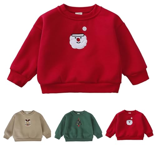 Toddler Boys Christmas Sweatshirt Fleece Xmas Pullover Santa Reindeer Tree Kids Girls Hoodie Sweatshirt4