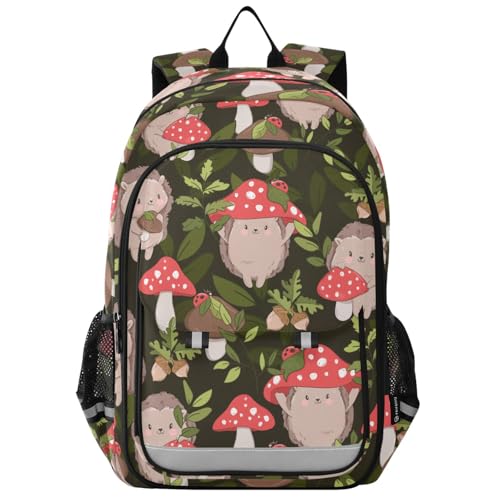 Sac à dos ordinateur enfants hérisson champignon parfait pour le lycée et le voyage