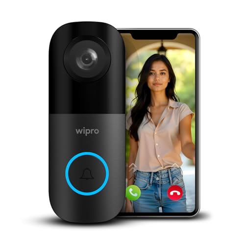 wipro Smart Wi-Fi Video Doorbell Pro | 3 MP 1296p Full HD Camera with Night Vision | Instant Visitor...