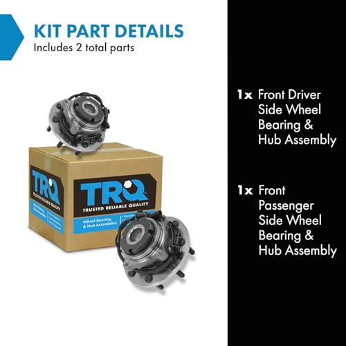 Image of TRQ Front Left and Right Wheel Bearing and Hub Assembly Set 2 Piece Compatible with 1999-2004 Ford F-250 Super Duty Rear Wheel Drive Mono Beam Axle 1999-2004 F-350 Super Duty