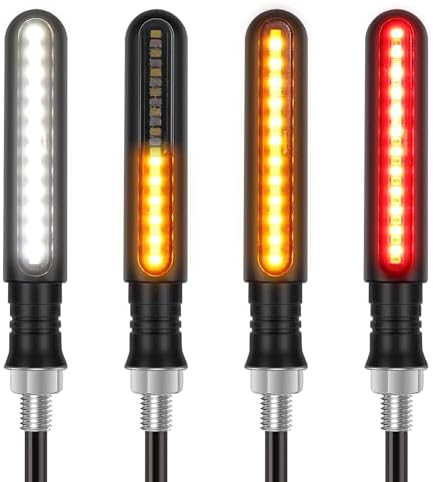 4PCS Motorcycle Turn Signal Lights - Flowing LED Amber Indicators 12V