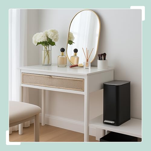 Cubo de basura baño 10 litros papelera rectangular con pedal negro 8