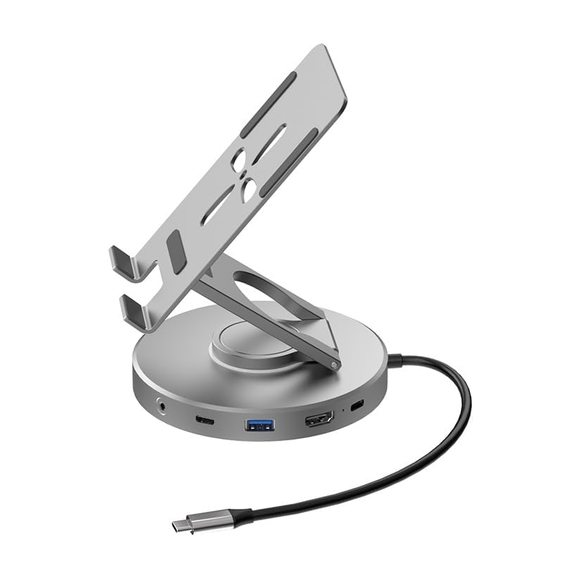 Image of Tobo 6 in 1 Docking Station for Steam Deck and ROG,with 4K@60Hz HDMI,100W PD,Audio,USB A,USB C Rotatable Folding Type-C Tablet Stand Holder for iPad,Steam Deck,ROG Ally,Phone