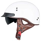 VCOROS Half Helmet Motorcycle DOT Approved Open Face Helmet with Sun Visor and Quick Release Buckle for Adults Men and Women (White, XL)