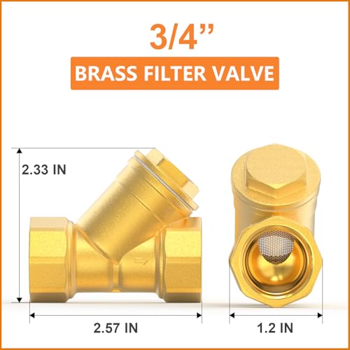 Image of GASHER 2PCS Brass 3 /4 inch Female Y Strainer Mesh Filter Valve for Water Oil Separation