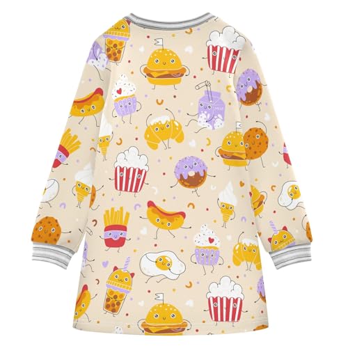 Fast Food Girls Dresses Long Sleeve Sweatshirt Dress for Girls Winter Toddler Casual A Line Dresses Size 2-8T2