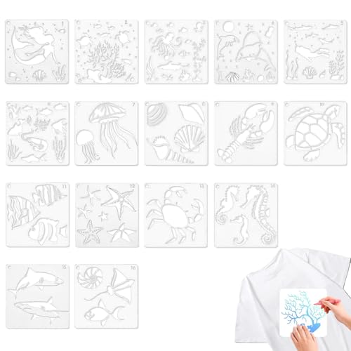 Plantillas de animales marinos para pintar, plantilla reutilizable de animales marinos, plantillas de dibujo de animales marinos para pintar paredes de madera y decoración del hogar