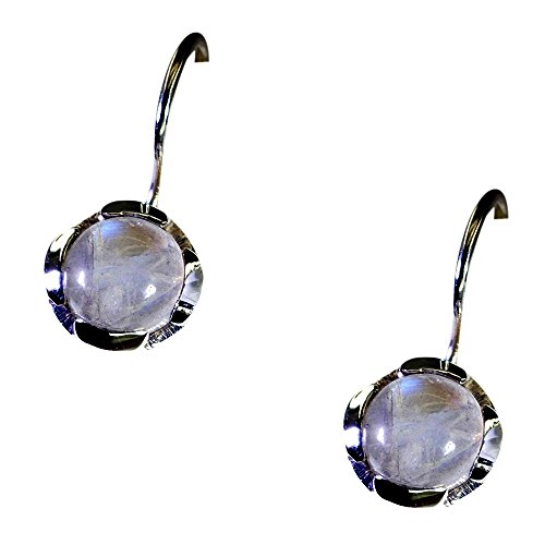 Pierre de lune arc-en-ciel sur boucles d'oreilles en argent, le cadeau idéal