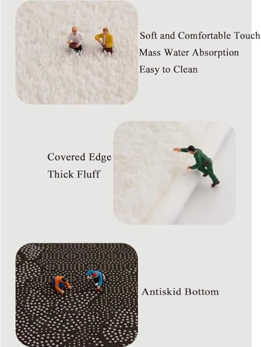 Tapis de bain en demi-cercle lavable en machine avec texture microfibre à séchage rapide
