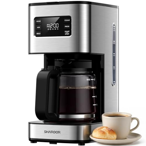 SHARDOR 10-Cup Programmable Coffee Maker, Regular & Bold, LED Display