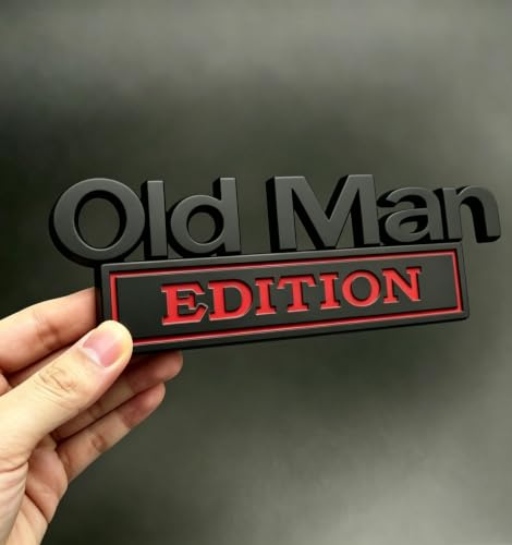 Image of 3D Old Man Edition Chrome Emblems Badges Sticker Car Vehicle, Truck, Motorcycle, RV, Scooter, SUV, Door, Window, Room, Wall and More Decoration (Black Red Edition)