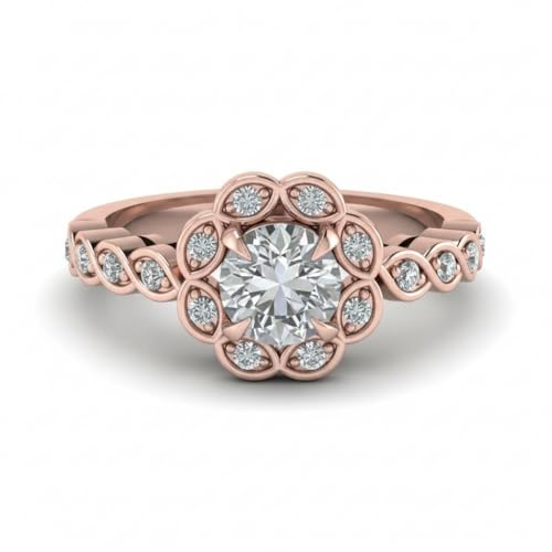 Anillo de diamantes redondo en oro rosa antirrayaduras tallas 47 a 70
