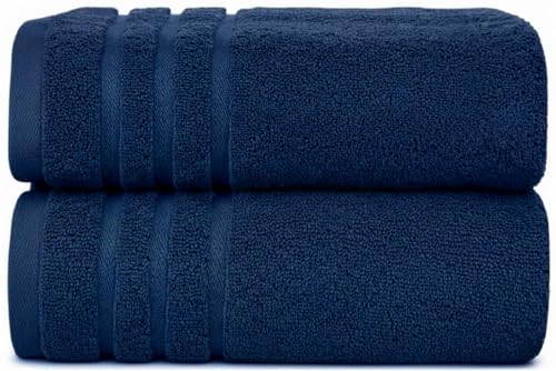 WovenWonder Pack of 2 Super Jumbo Bath Sheets (100 x 200 cm-600GSM) Luxury 100% Egyptian Cotton Soft Extra Large Bath Sheet Towels Highly Absorbent & Quick Dry Hotel Quality Towel Set (Navy Blue)