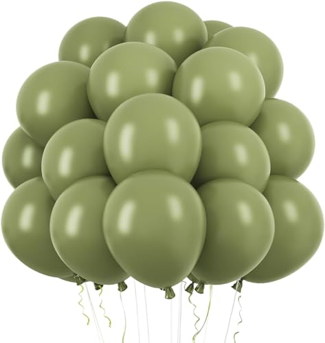 Image of 50 Pcs Retro Balloons Made of Strong Rubber (Sage Green)