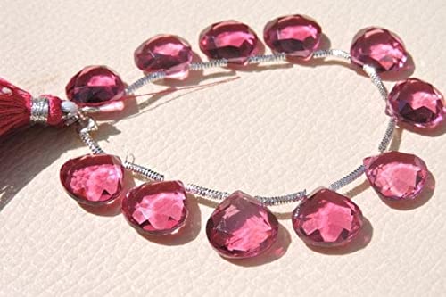 Quartz rose rubilite briolette cœur facetté 12 mm lot de 10 perles