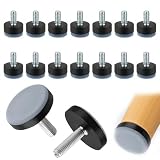 16 Pièces Patins en PTFE pour Meubles Réglable M6 Ø 20mm Ronds Patins de Vérin avec Vis Poussoir Pieds de Nivellement Patins Teflon pour Chaises Meubles Tables Sols