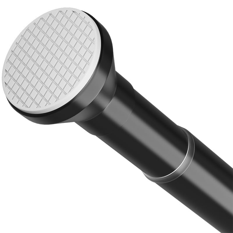 Tringle à rideau de douche réglable rail rideau noir 147-186cm sans perçage pour salle de bain