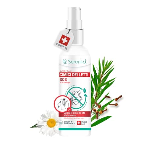 SOS ANTI CIMICI DA LETTO CHOC - Spray Insetticida CHOC - Disinfestazione facile e rapida delle cimici da letto - Trattamento naturale con Oli Essenziali e Fiore di Piretro Vegetale - Swiss Lab