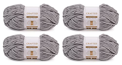 Image of Crafted By Catherine Blanket Solid Yarn - 4 Pack (213 Yards Each Skein), Grey, Gauge 6 Super Bulky