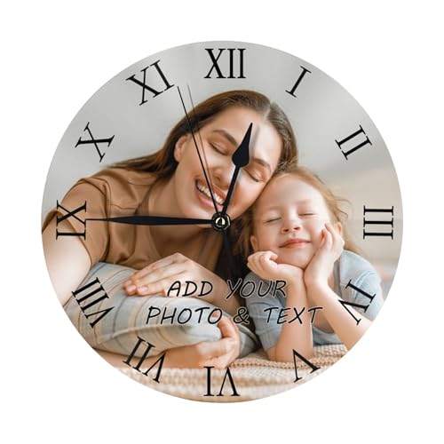 Reloj Personalizado Con Foto, Reloj De Pared Con Foto Y Texto Personalizado Para Salón, Dormitorio, Casa Adornos Decorativos Reloj Personalizado Regalo Para La Familia Aniversario Boda Día De La Madre