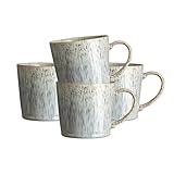 Denby - Halo Speckle Large Coffee Mug Set of 4-13.5 Ounce Stoneware Tea Mug Set For Office & Home - Dishwasher Safe, Microwave Safe - Ceramic Tea Cups With Grey, Neutral, Blue Glaze