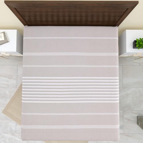 Image of 210 TC Cotton Bedsheet | Handmade Double Bedsheet | Handloom Bedsheets | Without Pillow Cover | Double Bedsheet for Summer (90X100 Inches, 7.5 x 8.3 Feet (Cotton Seed)