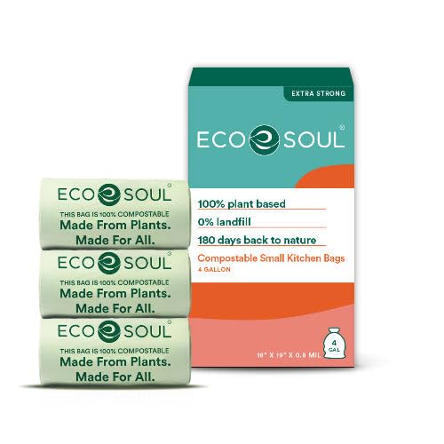 EcoSoul HomeCompostable Small Kitchen Bags 4 Gallon