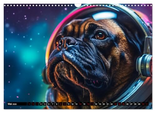 Hunde im Weltall (Wandkalender 2026 DIN A3 quer), CALVENDO Monatskalender: Hunde im All: Eine kosmische Reise der Niedlichkeit. (CALVENDO Wissenschaft)