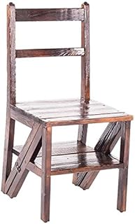 DAGCOT Madera taburete de paso de escalera plegable Silla plegable del hogar taburete de paso de madera maciza Silla escalera portátil de doble uso taburete de paso convertible Silla for adultos Bibli
