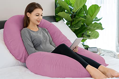 Image of INSEN Pregnancy Body Pillow,Full Body Pillow,C Shaped Full Body Pillow with Velvet Cover (Purple Velvet)