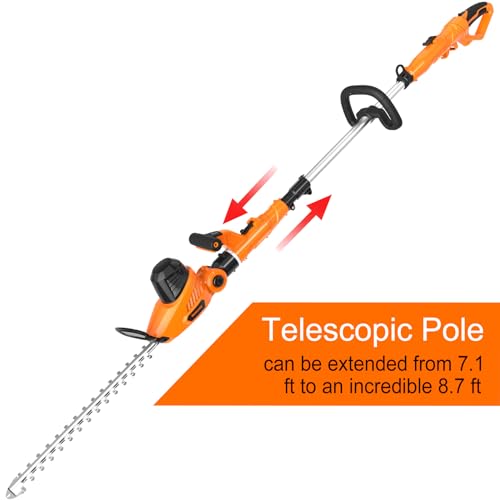 image for GARCARE 2 in 1 Electric Hedge Trimmer, Corded 4.8A Pole Hedge Trimmer 