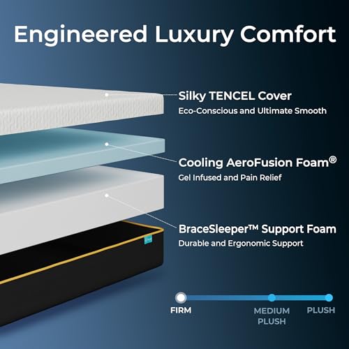 Image of Firm King Mattress 14 Inch, King Memory Foam Mattress in a Box with Cooling Tencel Cover, Firm King Bed Mattress for Back Pain Relief, CertiPUR-US Certified, Foam Made in USA