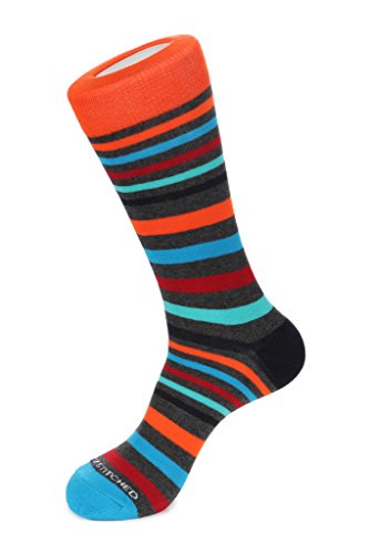 Thick and ThinCrew Sock Fits Size 8 to 13 Heather Grey/Orange/Hawaiian Blue