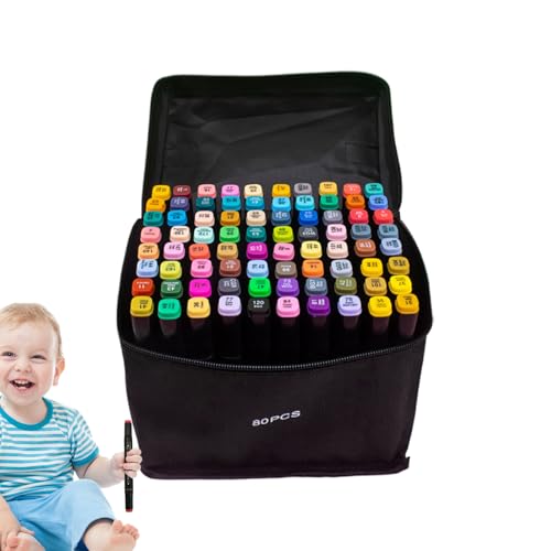 スケッチ用描画マーカー - 画材キット ぬりえマーカー 油性スケッチペン | ペン デュアル ブラシ 細字 描画、日記、スケッチブック、ぬりえケース、アクセサリー